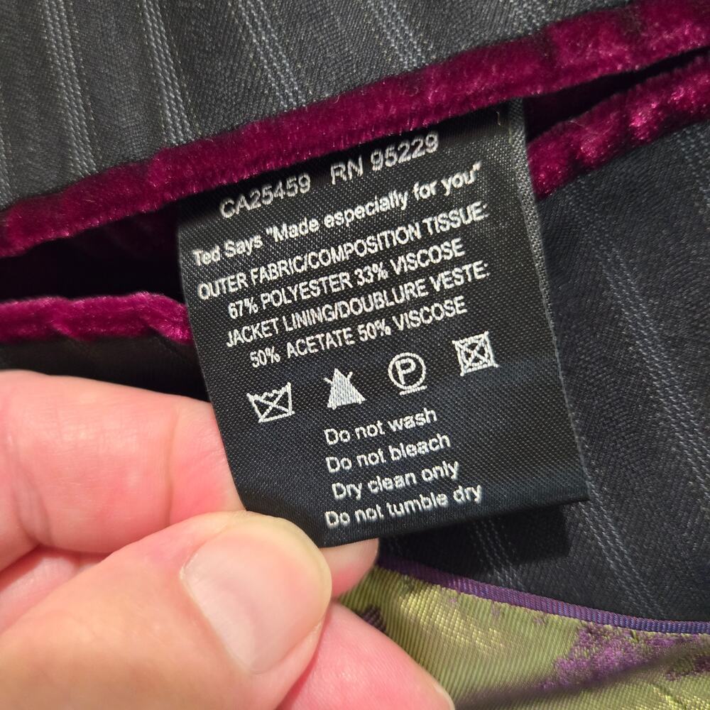Ted Baker London Single Breasted Black Pinstripe Suit Jacket Men's 47 - Picture 13 of 15